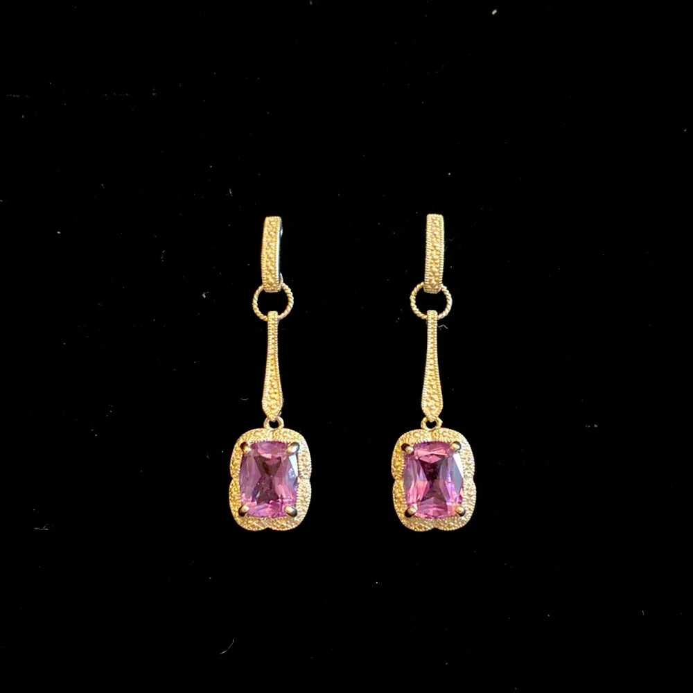 Sterling Silver & Amethyst Dangle Earrings - Picture 1 of 2